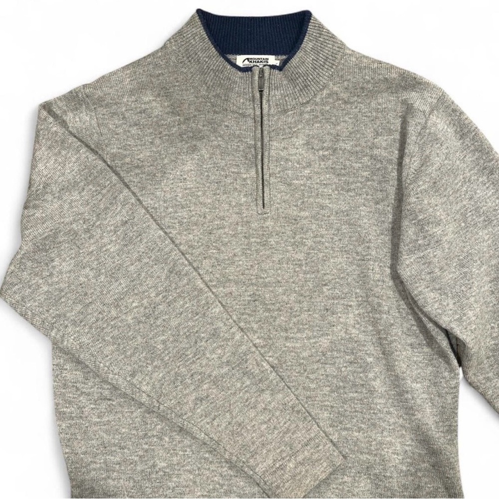 Mountain Khakis Men's Heather Gray Zip-Up Sweater Merino Wool